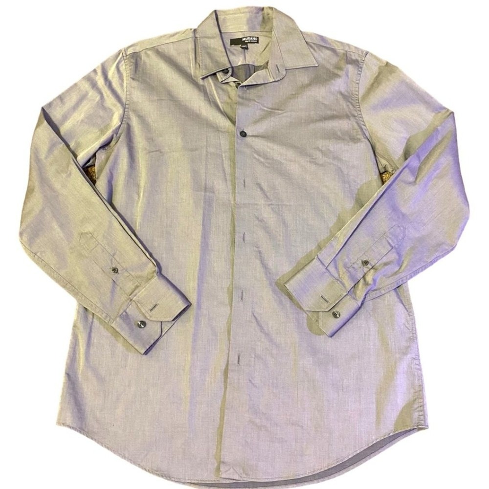MURANO liquid cotton long sleeve silver or gray dress shirt - men's Medium